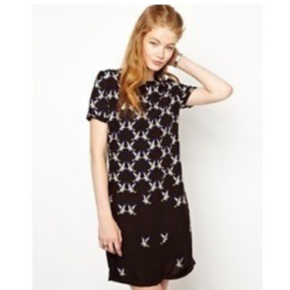 Eleven Paris Dress Teagle Bird Print With Cut Out Back ASOS M Size 8 US - Picture 12 of 16
